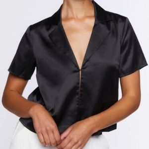 Satin Split Front Top